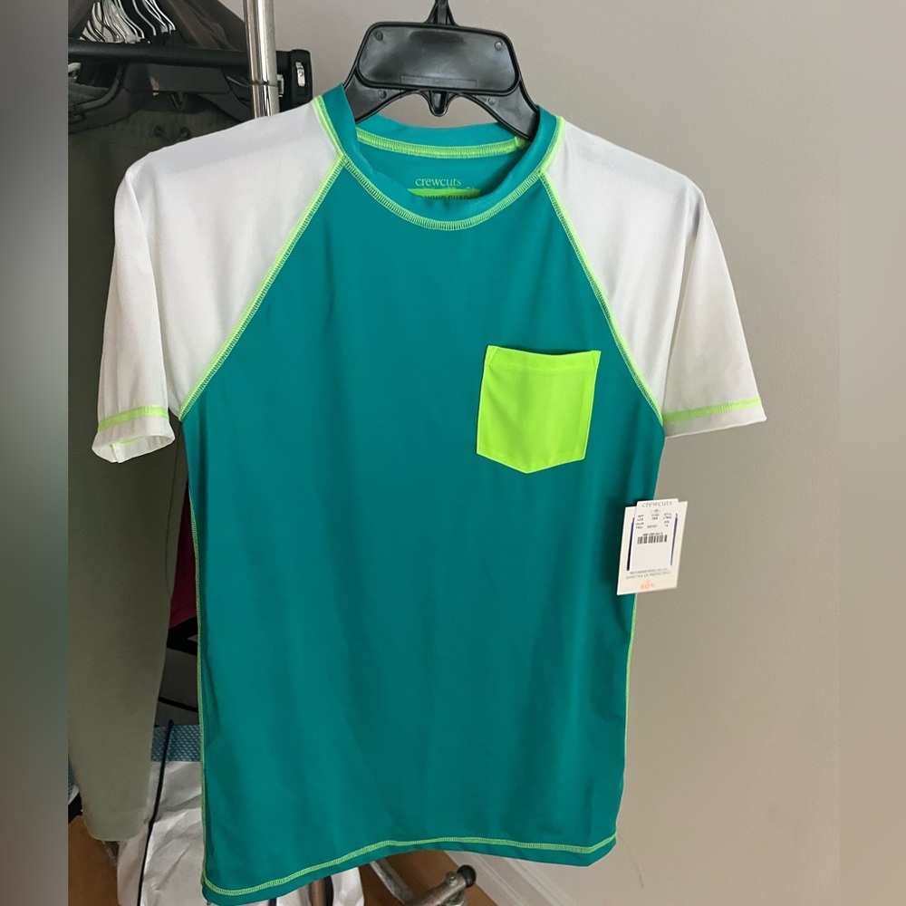 Selling brand new with tags kids Crewcuts short sleeve rash guard size 12.
